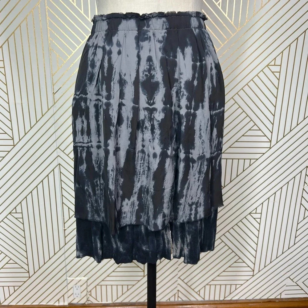 Raquel Allegra Black Gray Tie Dye Layered Skirt Size 0 / Us Xs